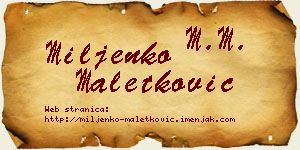 Miljenko Maletković vizit kartica